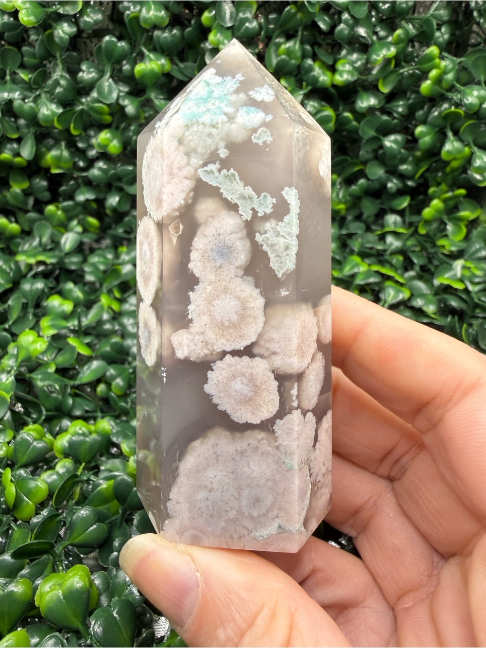 Stunning Black Flower Agate Tower